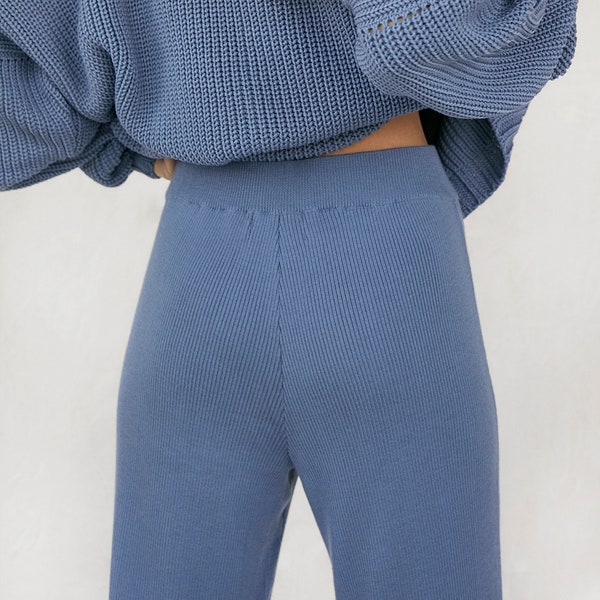 Pantalon en tricot de laine mérinos confortable pour femme, tricots durables au design bohème, cadeau parfait pour maman ou pour elle-même, vêtements de détente ou vêtements de sport de yoga