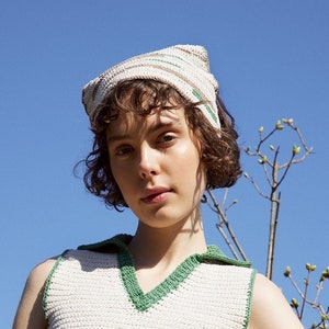 Crochet hair bandana for women, festival clothing hair kerchief, minimalist hair scarf, winter and summer hat, crochet accessories Green Pattern