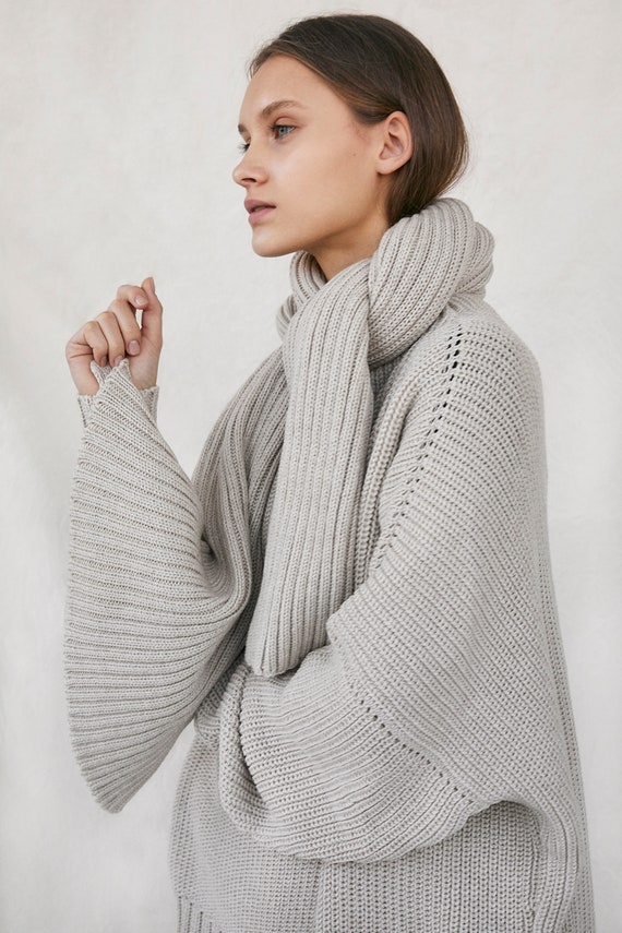 Super Soft Merino Wool Scarf for Women Knit Warm Shawl | Etsy