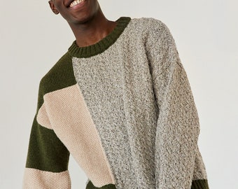 Suéter de lana merino para hombre, regalo del día del padre, suéter de punto grueso de gran tamaño, suéter de pescador de punto acogedor, regalo para novio