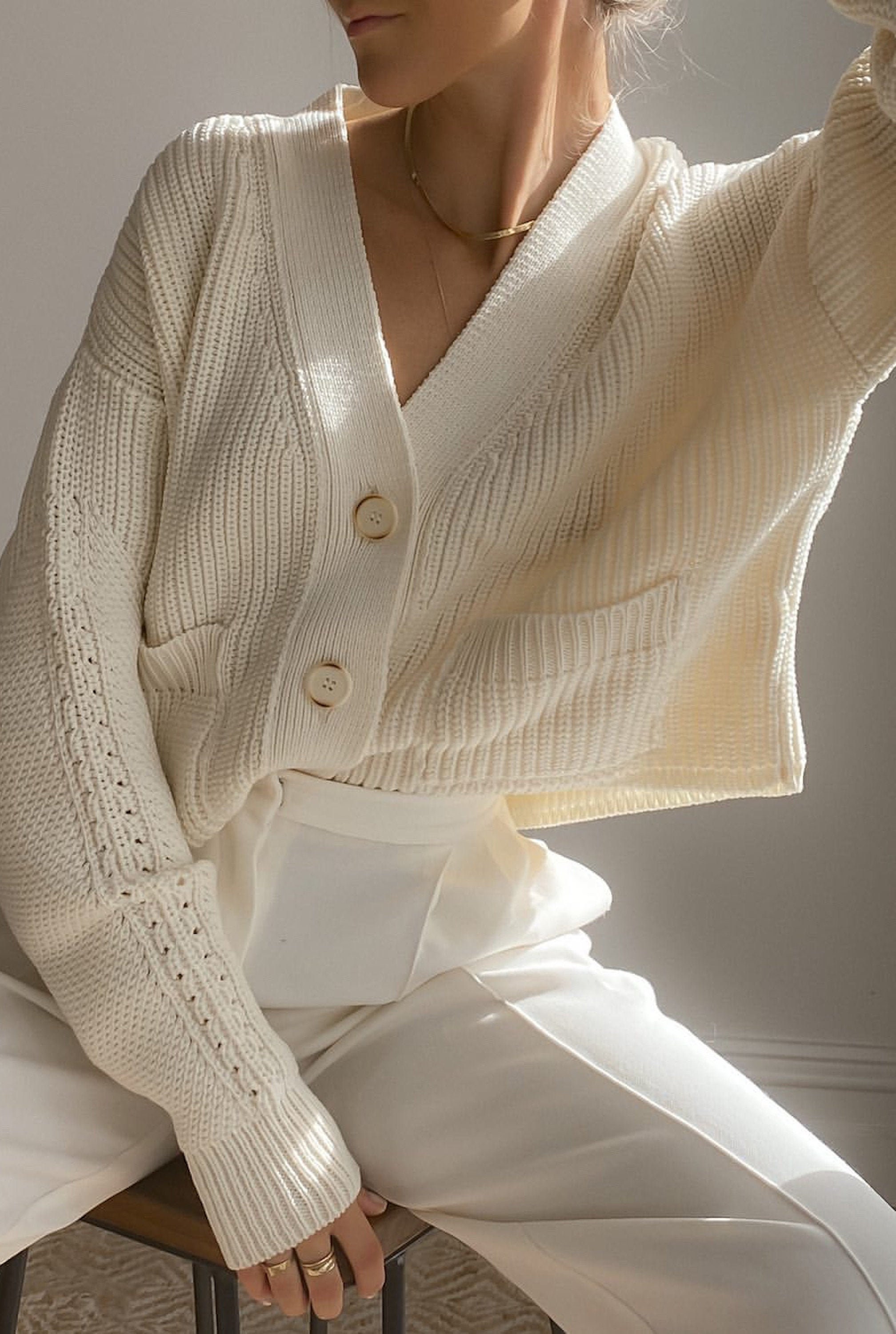 length dull Manhattan Merino Wool Cardigan for Her Short Knit Oversized Cardigan - Etsy