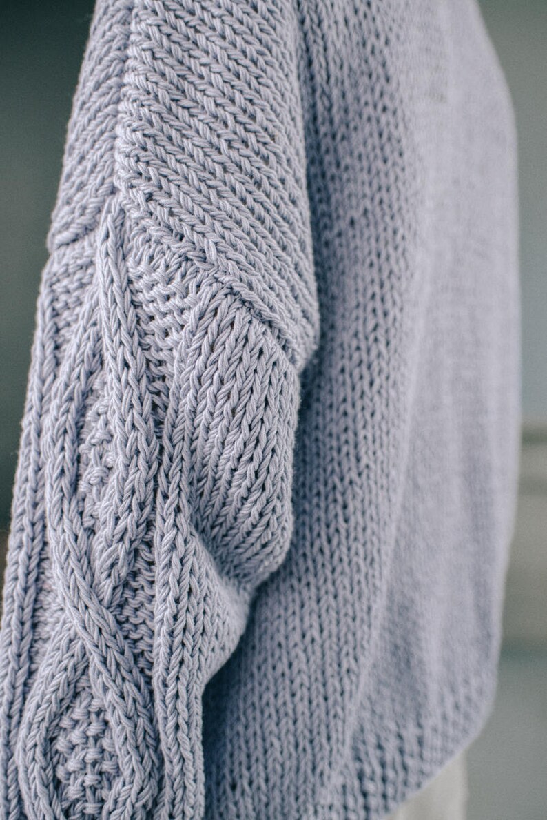 Oversized Cardigan Fair Trade Cotton Knit Bomber Chunky Knit Tom Knit Handmade Light Grey Gray Cardigan Scandinavian Style