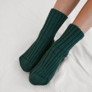 Unisex merino wool cute socks, knitted fuzzy socks, minimalist easter gift, perfect gift for her or him, merino wool yarn socks for men image 9