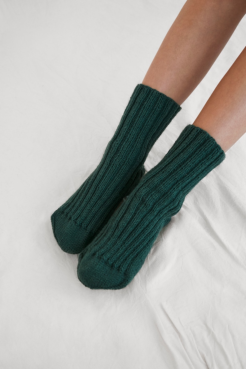 Unisex merino wool cute socks, knitted fuzzy socks, minimalist easter gift, perfect gift for her or him, merino wool yarn socks for men image 9