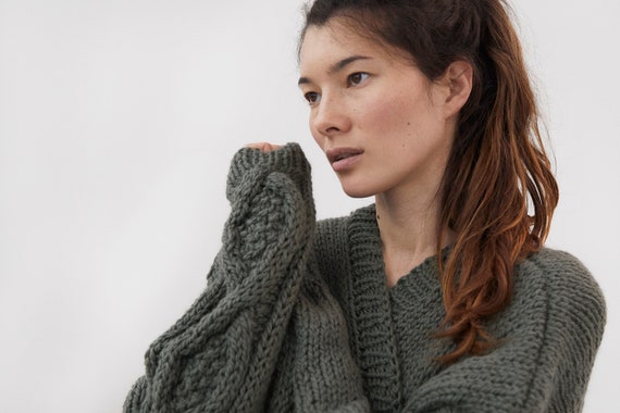 oversized cardigan green