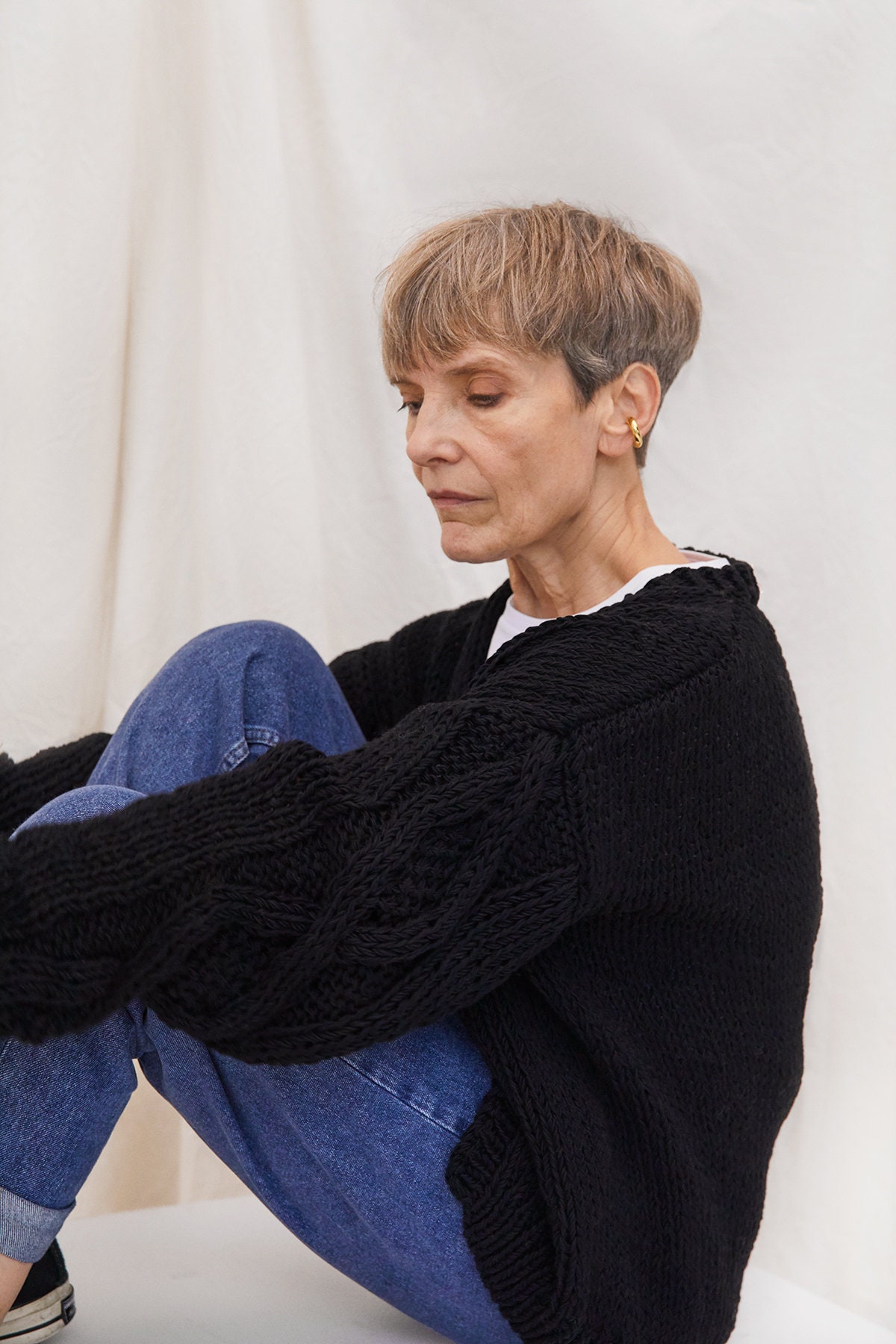 chunky cotton knit cardigan