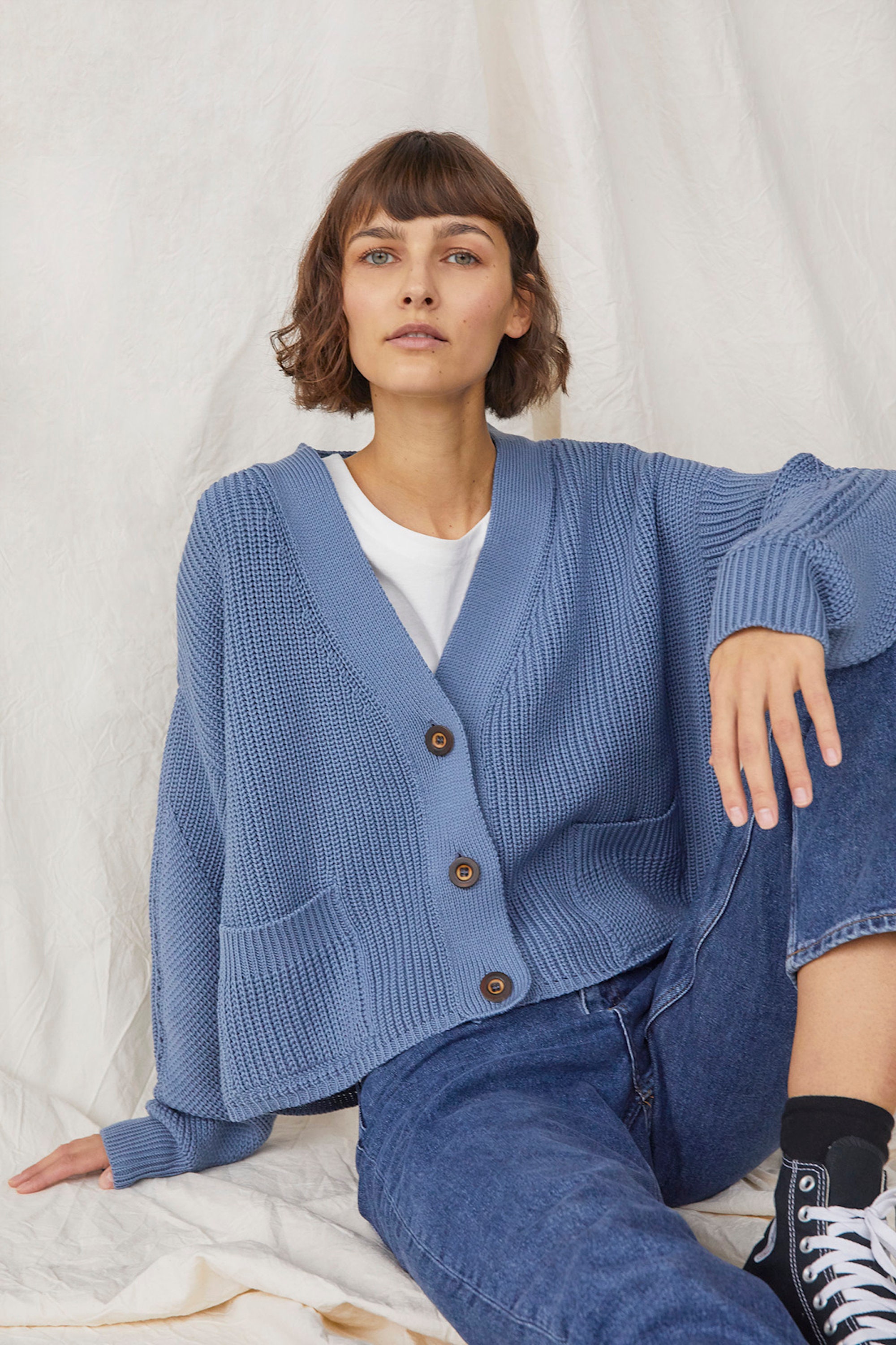 merino wool cropped cardigan