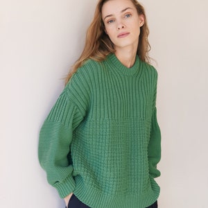 Bio Baumwolle Oversized Pullover, Grobstrick Pullover, nachhaltige Loungewear Frauen, perfekte Geschenkidee für Sie, Winterkleidung Bild 2