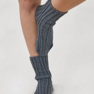 Unisex merino wool cute socks, knitted fuzzy socks, minimalist easter gift, perfect gift for her or him, merino wool yarn socks for men image 5