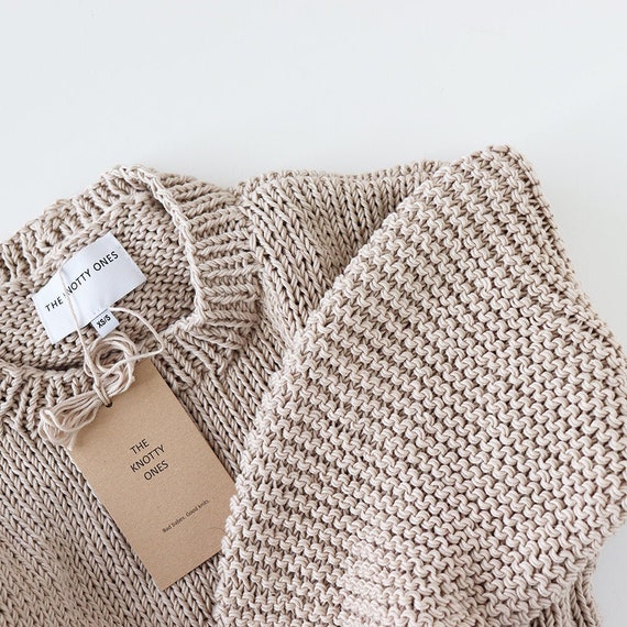 Cotton Knit Sweater Chunky Knitted Pullover Loose Knit - Etsy