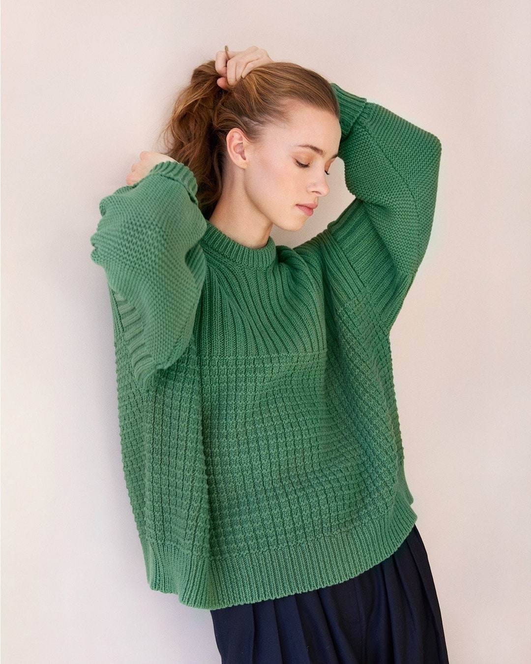 Chunky Knit Sweater/ Sage Green Merino Wool Pullover /modern Oversized  Eucalyptus Jumper / Sustainable Knitwear/ Minimalist Luxury Knit -   Canada