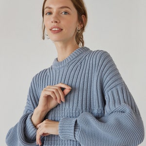 Chunky Knit Oversized Cotton Sweater Sustainable Gift for - Etsy