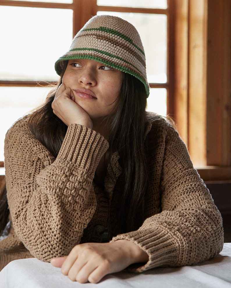 Crochet festival winter hat for women, crochet bucket hat, minimalist boho clothing, hippie hat, festival clothing, beach hat, crochet gifts image 7