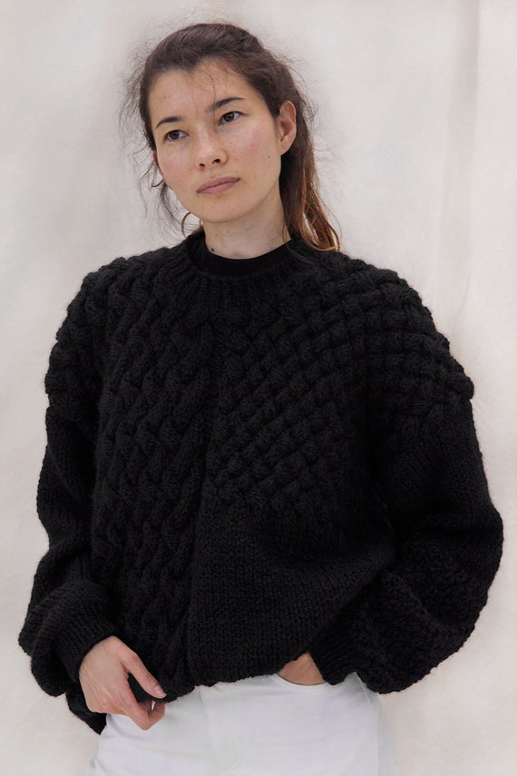 TheKnottyOnes Women Alpaca Sweater, Hand Knitted Jumper, Green Oversized Sweater, Chunky Wool Sweater, Wool Alpaca Sweater, Loose Knit, Moss Green