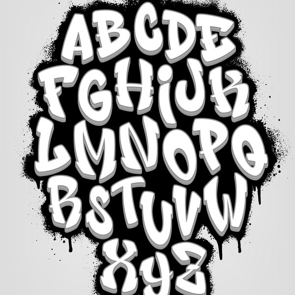 Bored Bart Graffiti / Street Art Alphabet Bundle - Digital Download - Easy To Use Files (jpg, pdf, adobe illustrator, eps and png).