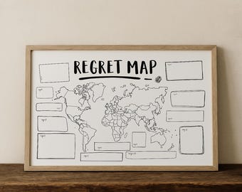 Regret Map druckbare • Nur für Menschen • Anti-KI Journaling Seite • Emotionales Trümmerposter • Digitaler Download