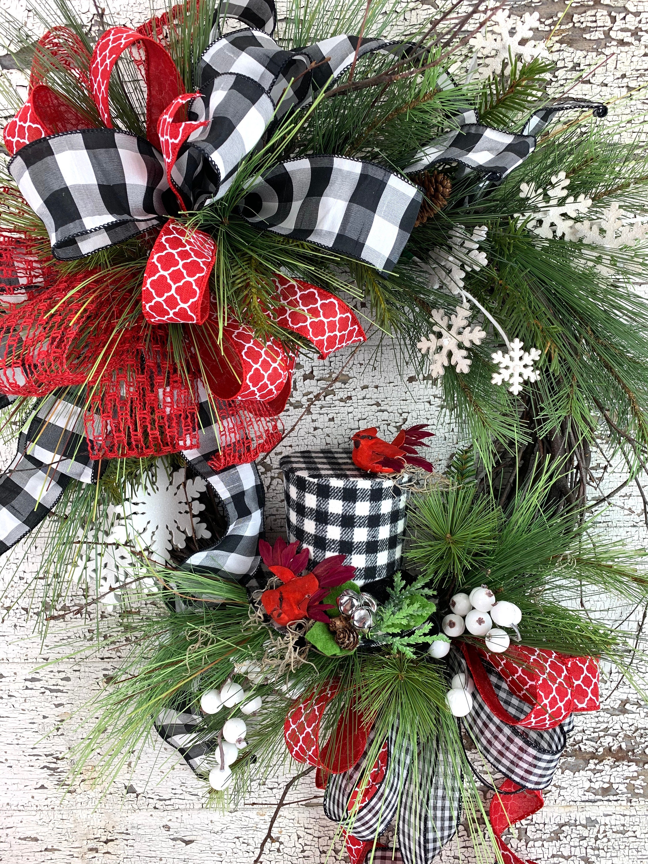 Christmas Decor Winter Snowman Holiday Snowman Snowman Door Decor Snowman Wreath Front Door Snowman Snowman Decor Buffalo Check Decor