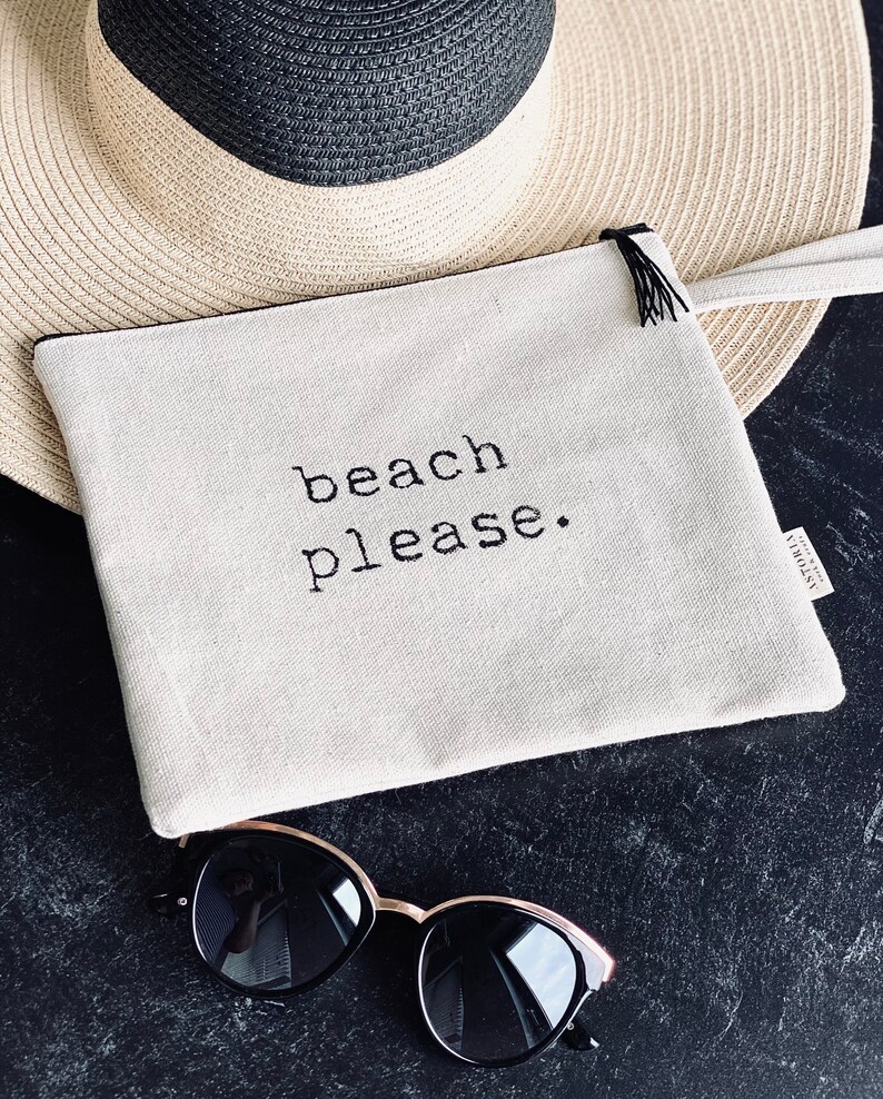Beach Clutch Beach Wristlet Summer Wristlet Summer Pouch Beach Please Canvas Clutch Canvas ...