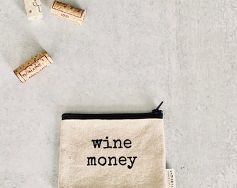 wino pouch | wine money | canvas pouch | card holder | coin purse | wine lover gift | gifts for her | wine accessories | mom gifts