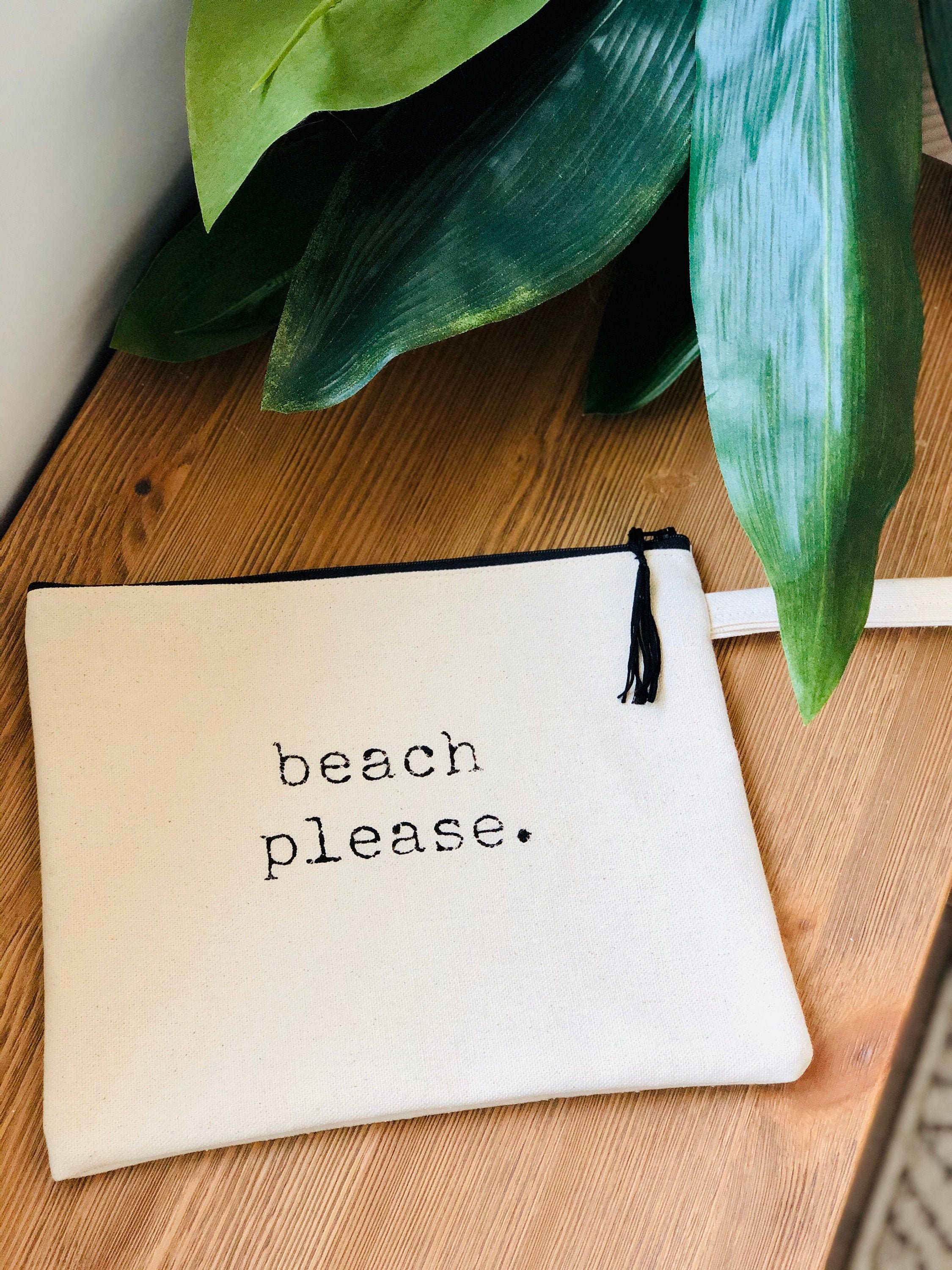Beach Clutch Beach Wristlet Summer Wristlet Summer Pouch Beach Please Canvas Clutch Canvas ...