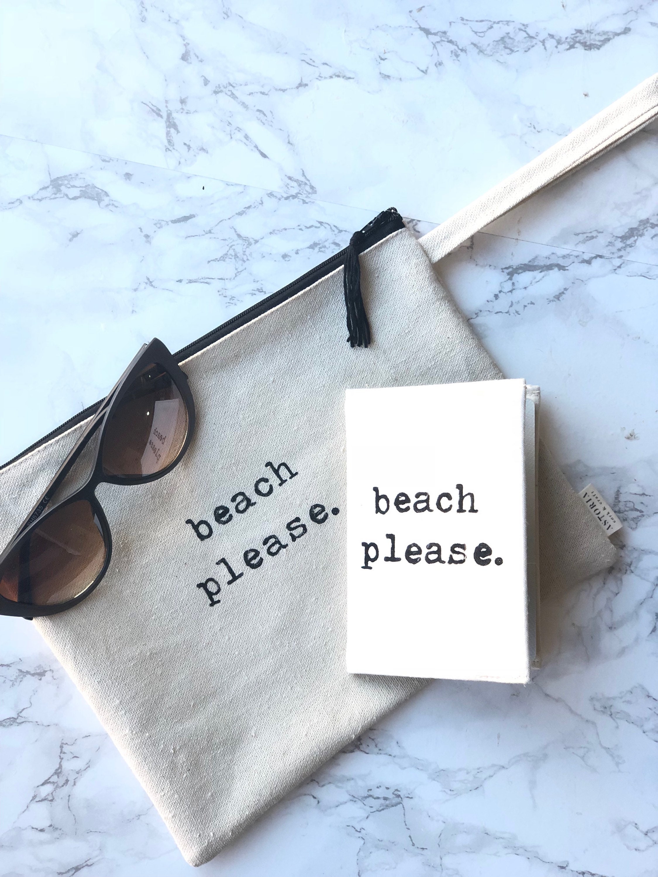 Beach Clutch Beach Wristlet Summer Wristlet Summer Pouch Beach Please Canvas Clutch Canvas ...