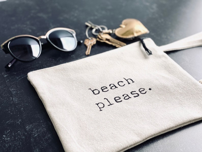 Beach Clutch Beach Wristlet Summer Wristlet Summer Pouch Beach Please Canvas Clutch Canvas ...