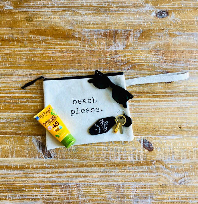 Beach Clutch Beach Wristlet Summer Wristlet Summer Pouch Beach Please Canvas Clutch Canvas ...