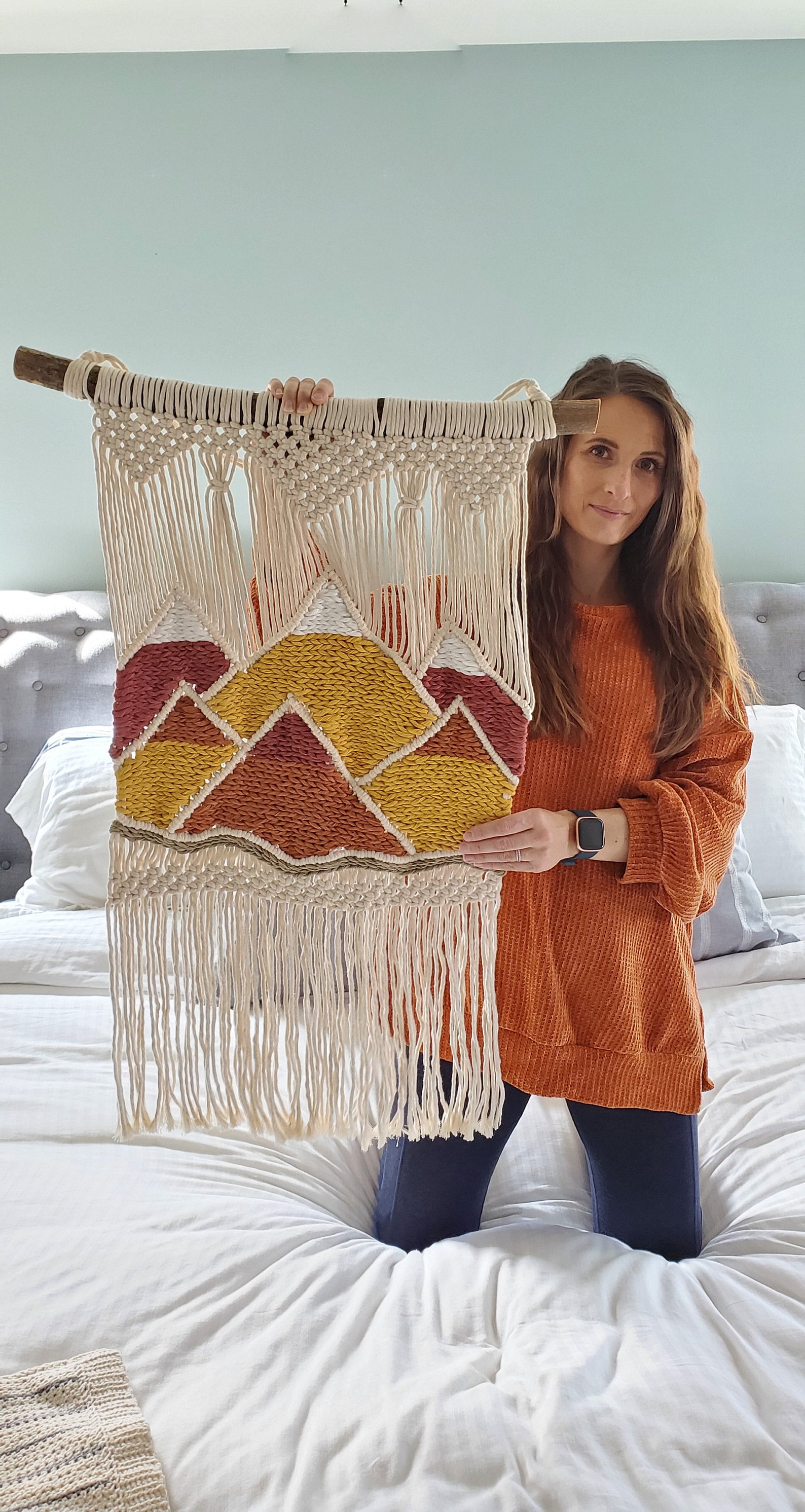 Large Macrame Woven Mountains Wall HangingHandmadeMountain Etsy