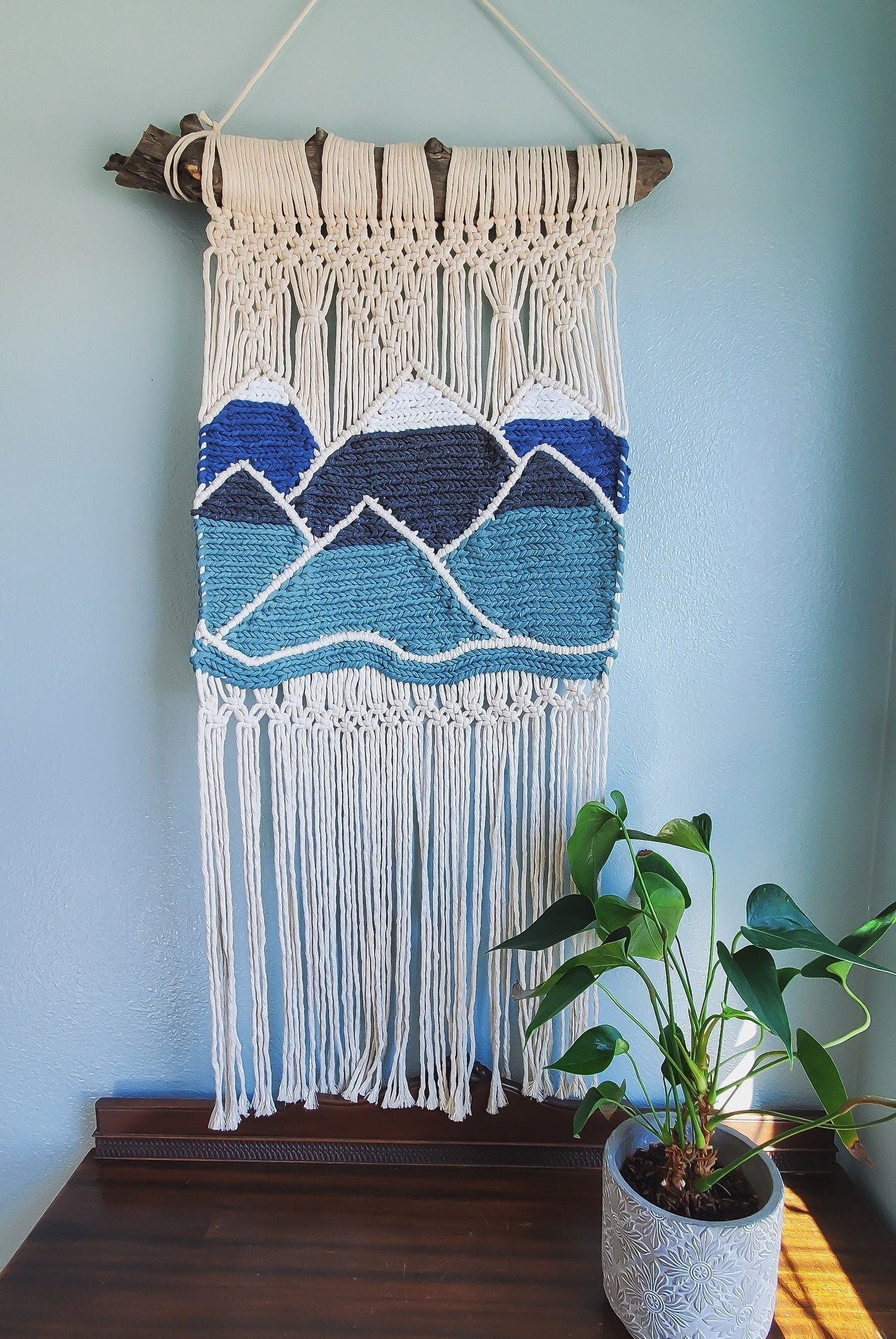 Idyllwild Modern Macrame Landscape Art. Mountain Macrame 6CC