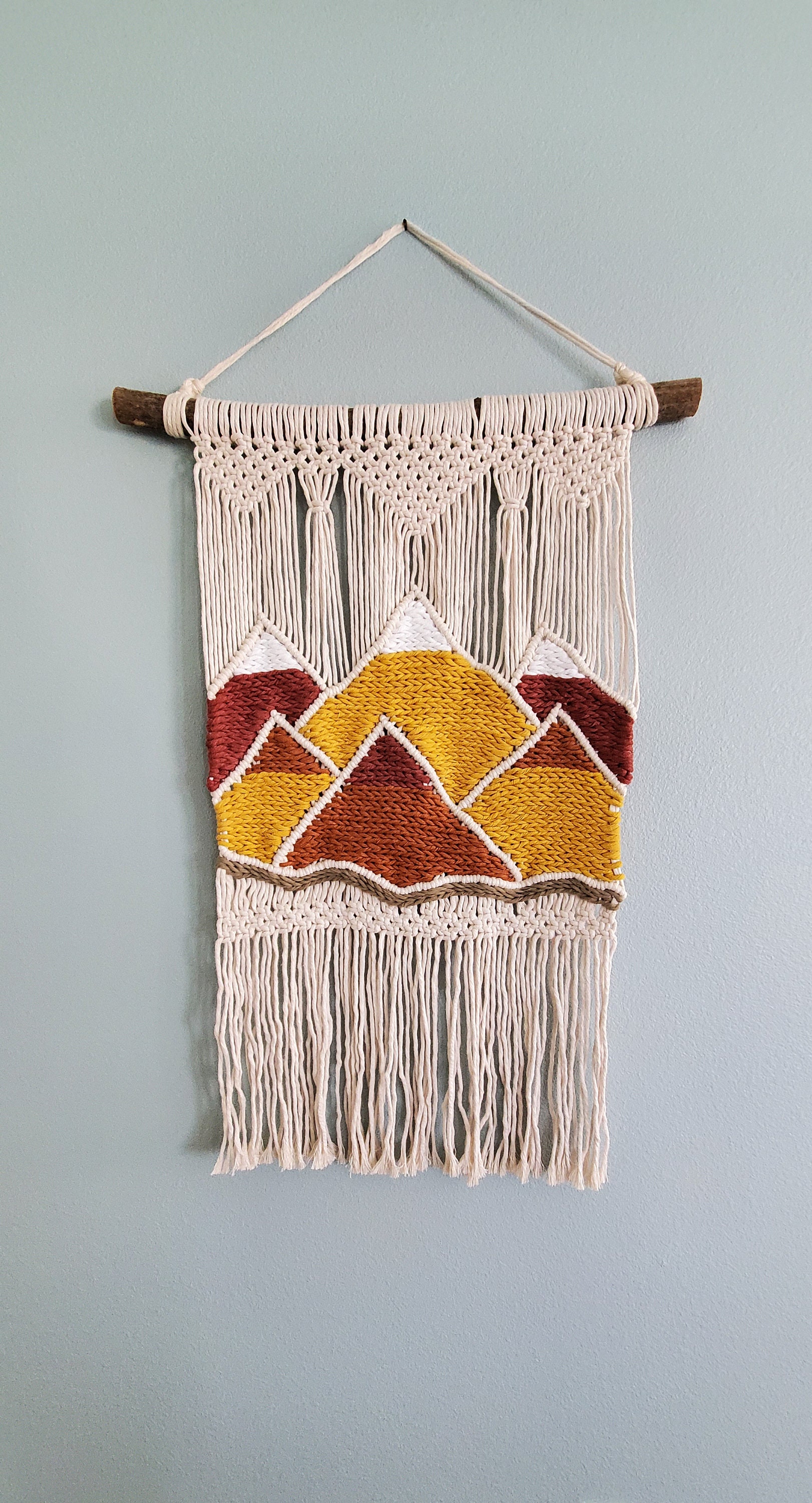 Large Macrame Wall Hanging Handmade Mountain Woven Wall Etsy