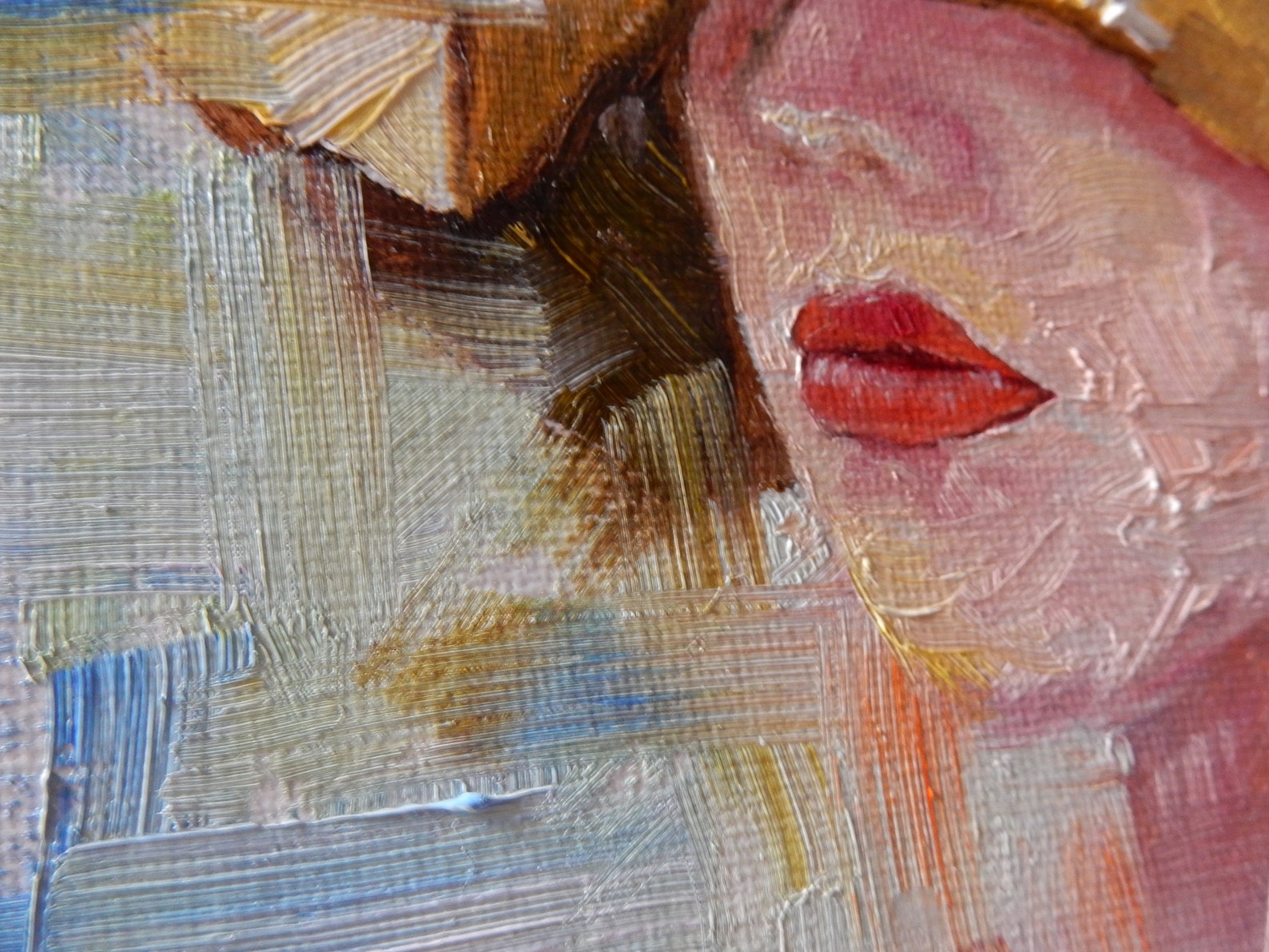 Modern Original oil painting Woman yellow hat.Portrait palette Etsy