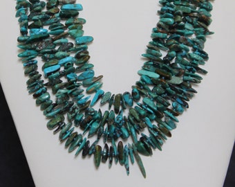 Stick Turquoise Multi-Strand Beaded Statement Necklace