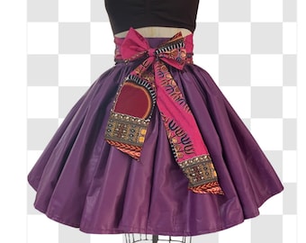 Customers favorite Plain Purple Cotton Gathered Waist Skirt Women's Clothing Dress Vintage