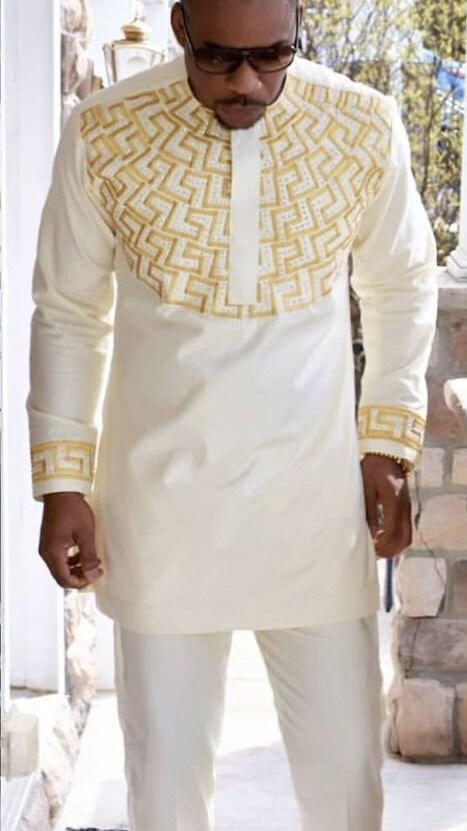White And Gold Mens African Clothing Ankara Dashiki Mens | Etsy