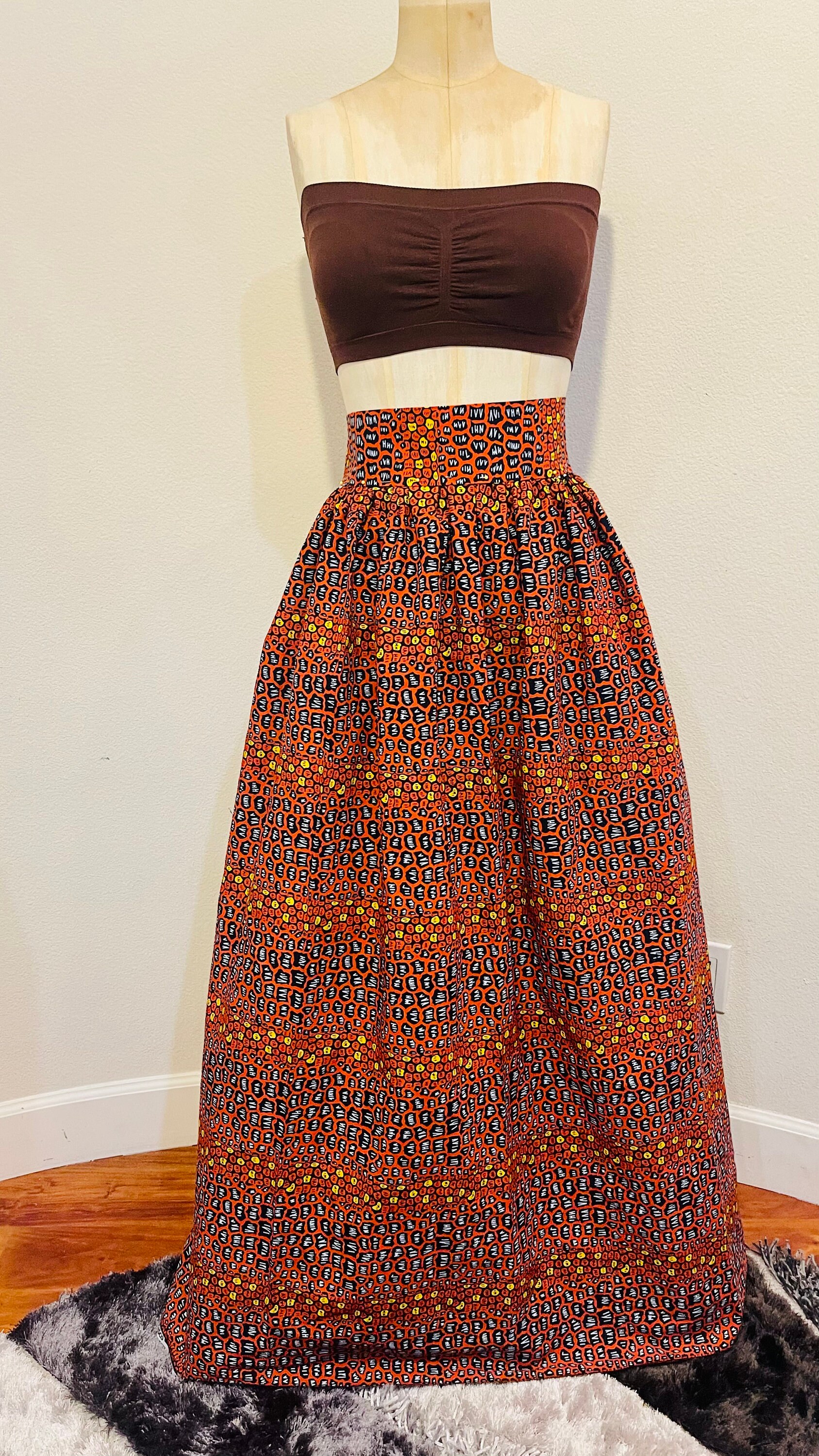 HongyuAmy Women's African Print Flared Skirt - Ankara A-Line With Pockets - View #8