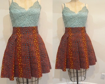 Customers favorite African Print Ankara Pleated Summer Skirt Waist Skirt Women's Clothing Dress Vintage Retro