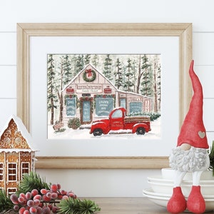 Personalized Christmas Gift For Coworker, Custom Family Name Sign, Personalized Family Gift Idea, Country Holiday Decor, Red Truck Wall Art