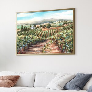 Italy Print, Wine Wall Art, Tuscany Art Print, Vineyard Painting, Tuscan Decor, Large Landscape, Italian Kitchen Wall Art, Napa Valley Print
