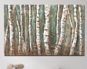 Wall Art Canvas Abstract, Colorado Print, Aspen Tree Watercolor, Modern Nature Artwork, Extra Large Landscape, Birch Tree Forest Painting