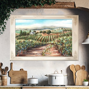 Tuscan Kitchen Decor, Italian Gift For Woman, Italy Print, Wine Cellar Wall Art, Vineyard Painting, Tuscan Decor, Italian Kitchen Wall Art