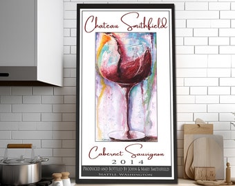 Personalized Gift For Wine Lover, Customized Wine Art Decor, Unique Gift For Mom Friend, Wine Enthusiast Gift, First Anniversary Gift Idea