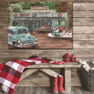 Custom Personalized Birthday Gift For Him, Unique Great Dad Gift, Classic Car Lover Print, Antique Gas Station Garage, Unframed 8x10 24x36 image 7