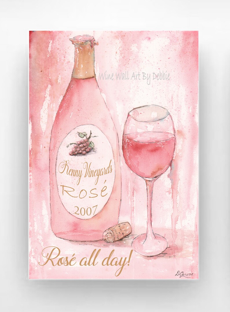 Rose All Day Wine Wall Art for Rose Wine Lover Blush Pink Etsy