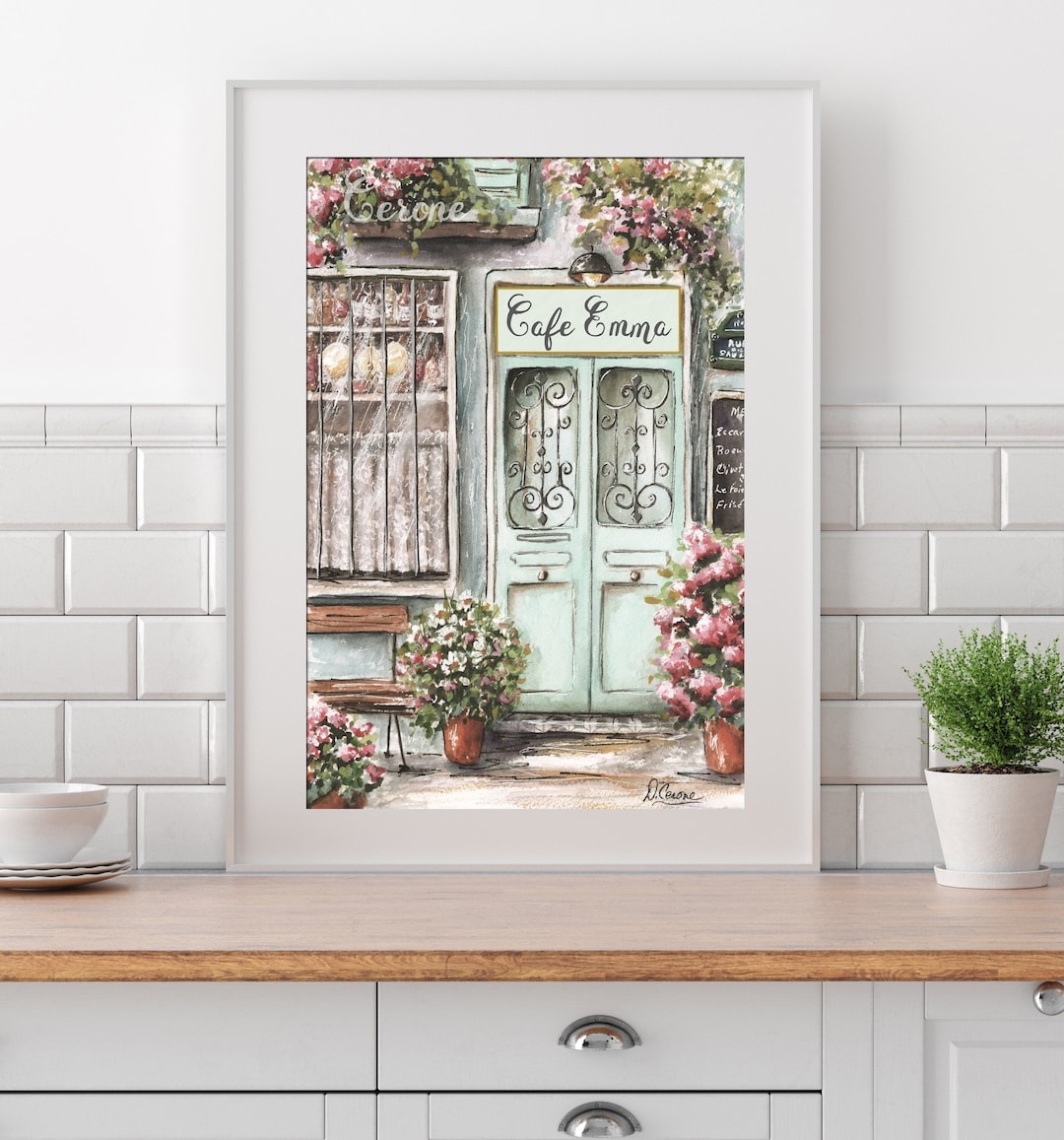 Paris Cafe Wall Art, French Country Kitchen Decor, Paris Kitchen Print