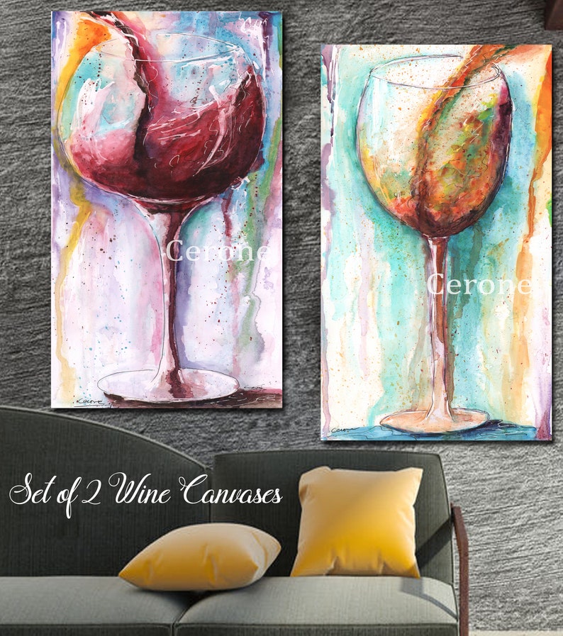 Red Wine Glass Canvas Wall Art Museum Wrapped 1.5 Etsy