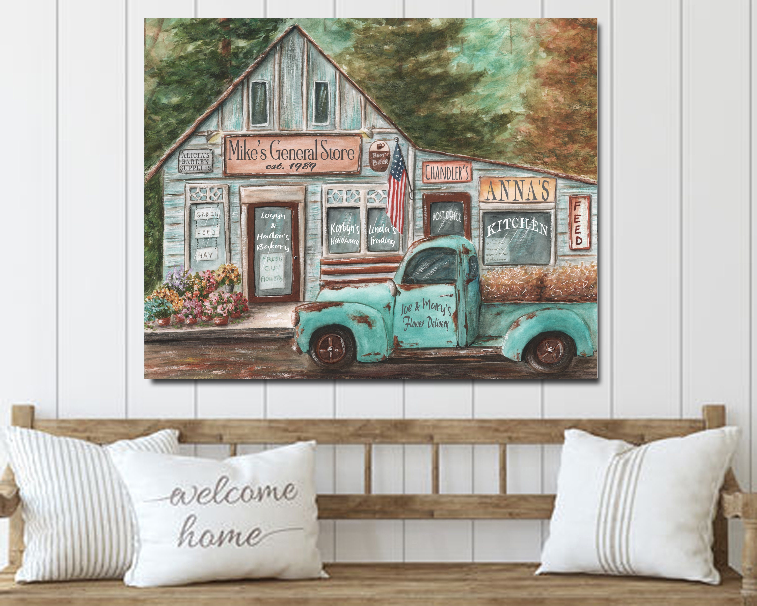 Rustic Truck CANVAS Farmhouse Horizontal Wall Art Etsy