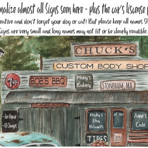 Custom Personalized Birthday Gift For Him, Unique Great Dad Gift, Classic Car Lover Print, Antique Gas Station Garage, Unframed 8x10 24x36 image 4