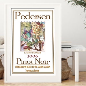 Custom Personalized Wine Lover Gift, Paper Anniversary Gift For Couple, Wall Art For Bar, Custom Name Wine Gift, Unique Gift For Best Friend
