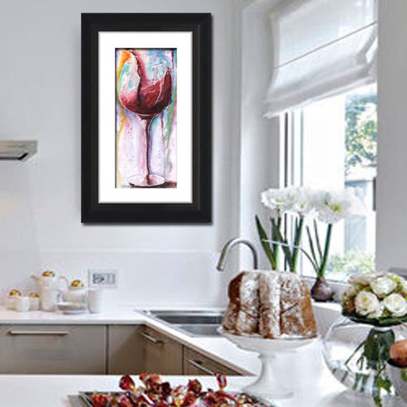 Wine Print Long Wall Art Vertical Wall Decor Abstract Art Etsy