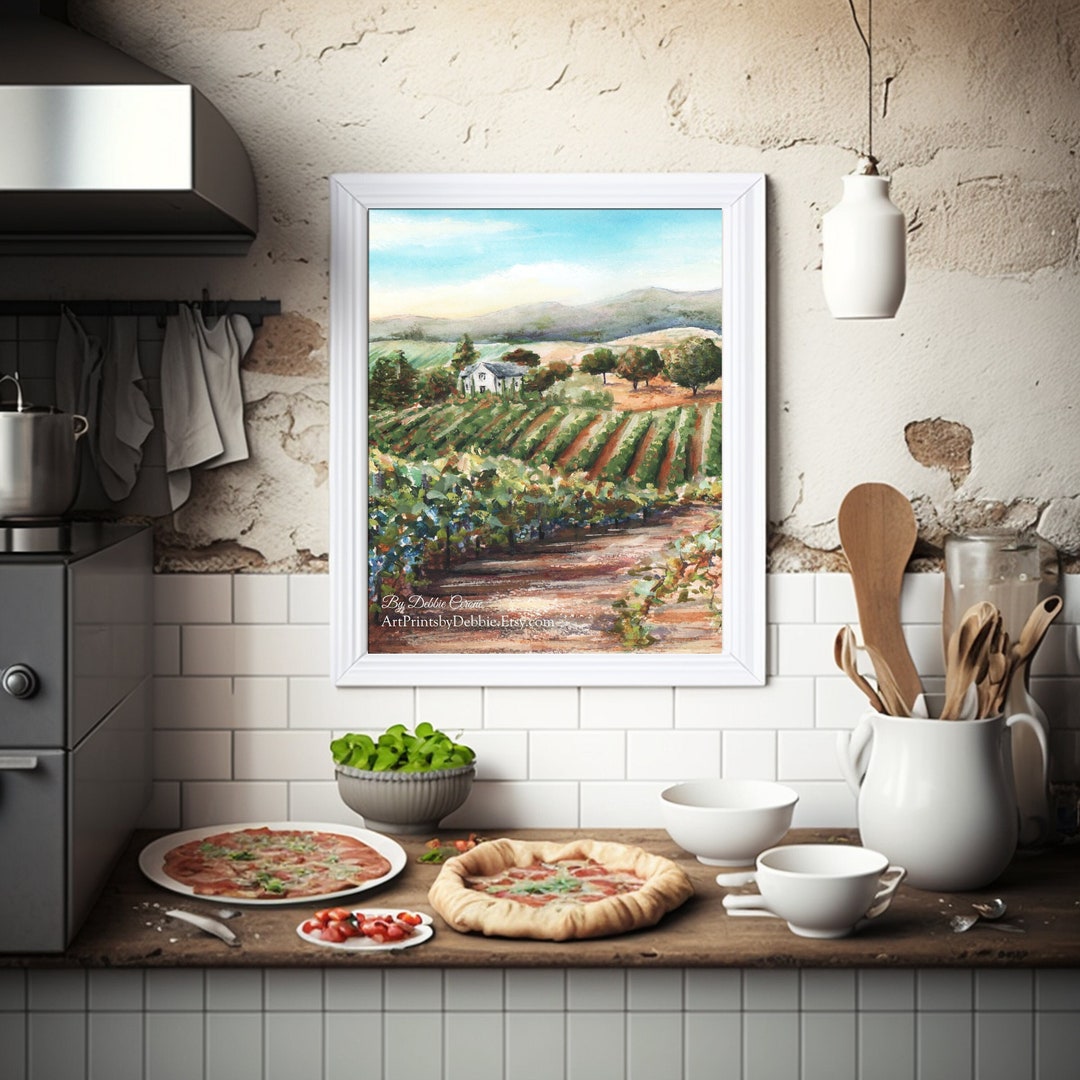 Italian Kitchen Wall Art, Wine Lover Gift, Tuscan Kitchen Decor